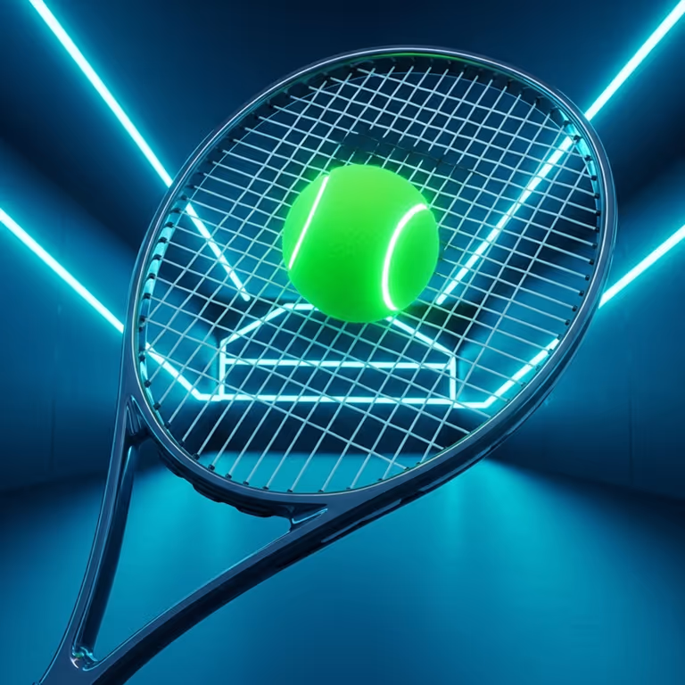 KodaBet Casino featuring a neon-lit tennis racket with a glowing green ball.